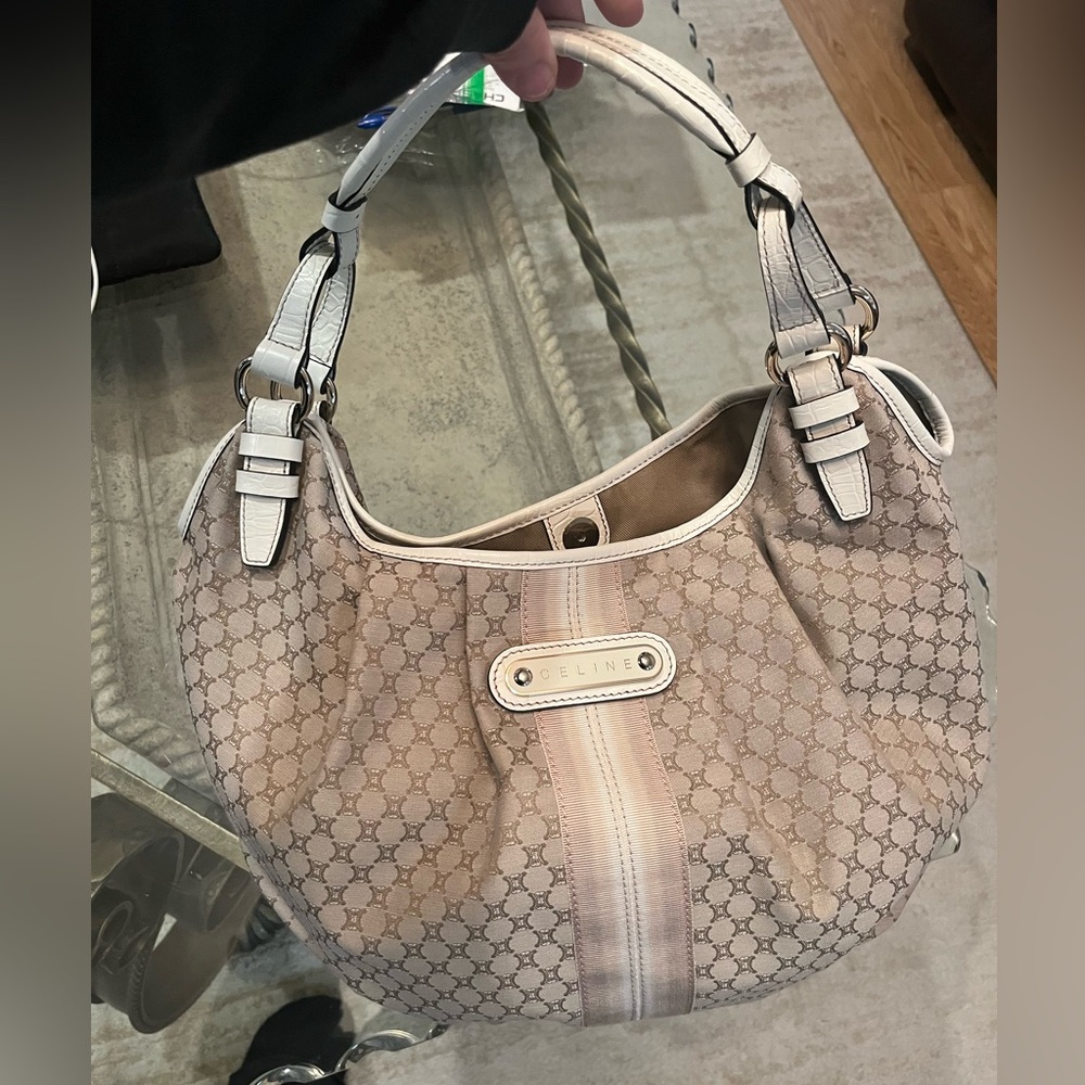 Celine Macadam medium w/leather strap shoulder bag great condition.